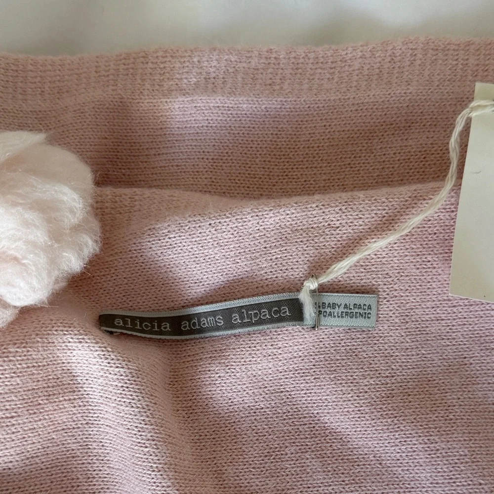 NWT Alicia Adams 100% Baby Alpaca Throw in Light Pink
